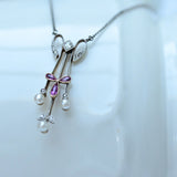 Art nouveau necklace with amethyst and diamonds