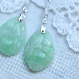 Boucles d'oreilles vintage en jade sculpté