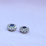 Boucles d'oreilles rosace vintage avec saphir et diamants