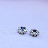 Boucles d'oreilles rosace vintage avec saphir et diamants
