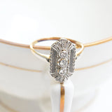 Art deco triplet diamond ring