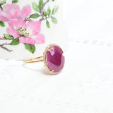 Purplish red ruby ring