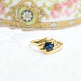 Vintage yellow gold ring with oval sapphire
