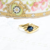 Vintage yellow gold ring with oval sapphire