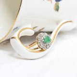 Art deco emerald daisy ring