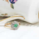 Art deco emerald daisy ring