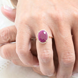 Purplish red ruby ring