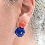 Uhani s koralami, lapis lazulijem in smaragdom