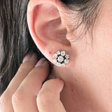 Art deco daisy earrings with diamonds