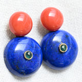 Uhani s koralami, lapis lazulijem in smaragdom