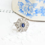 Art-Deco-Ring mit Saphir und Diamant