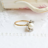 Antique pearl and diamond ring