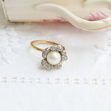 Antique pearl and diamond ring