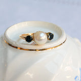 Vintage pearl and sapphire ring