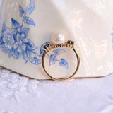 Vintage pearl and sapphire ring