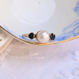 Vintage pearl and sapphire ring