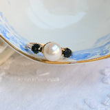 Vintage pearl and sapphire ring