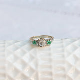 Vintage triplet diamond and emerald ring