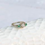 Vintage triplet diamond and emerald ring