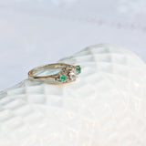 Vintage triplet diamond and emerald ring