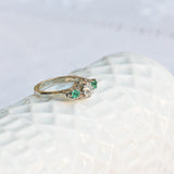 Vintage triplet diamond and emerald ring