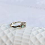 Vintage triplet diamond and emerald ring