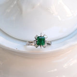 Vintage square cut emerald with diamonds