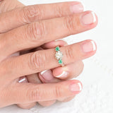 Vintage triplet diamond and emerald ring