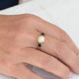 Vintage pearl and sapphire ring