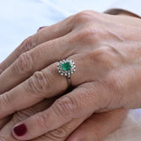 Bague vintage années 50 en émeraude et diamants