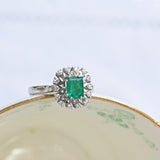 Bague vintage années 50 en émeraude et diamants