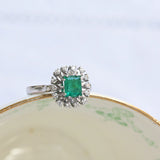 Bague vintage années 50 en émeraude et diamants