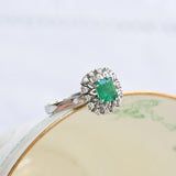 Bague vintage années 50 en émeraude et diamants