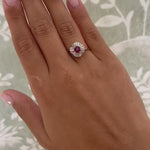 Vintage Purple Sapphire Ring with 10 Octagonal Diamonds