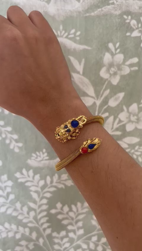 Dragon Gold Mesh Bracelet with Lapis Lazuli 