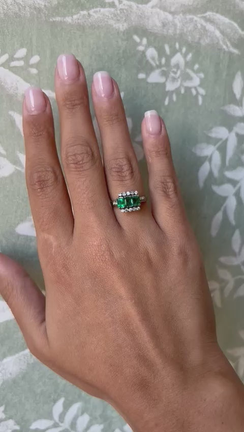 Vintage Designer Ring with Emeralds and Diamonds